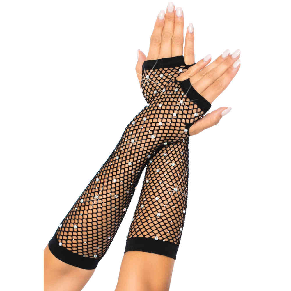 Leg Avenue - Rhinestone Net Chauffe bras - Noir